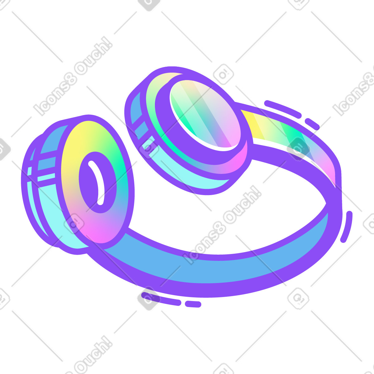 Kopfhörer-Illustration im Holographic-Stil als Download in PNG, SVG