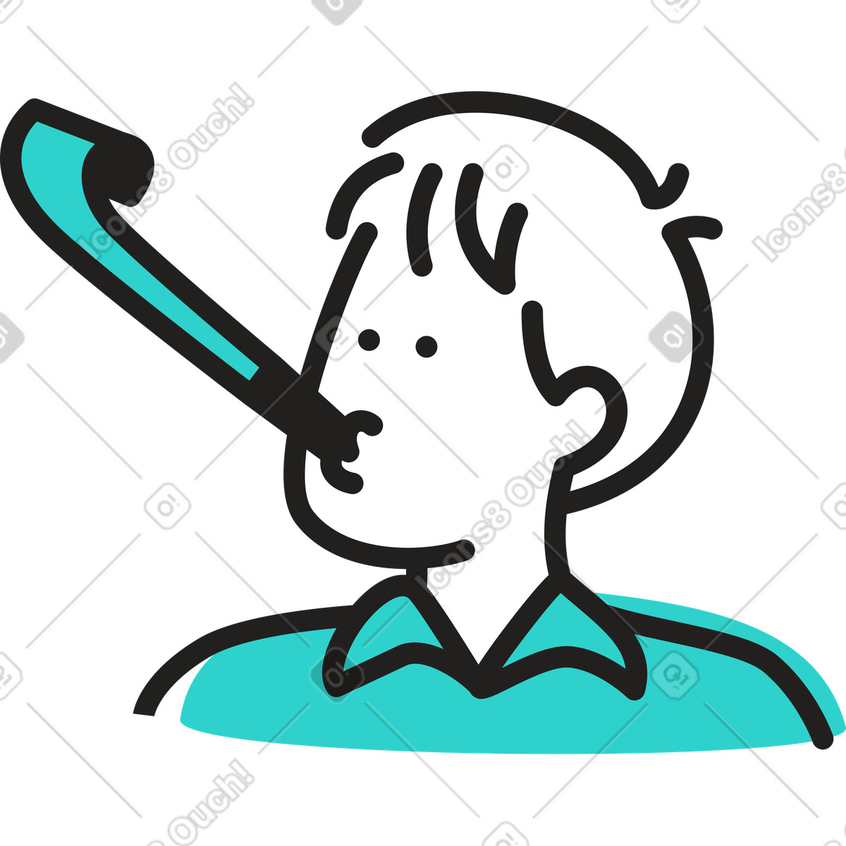 Man with paty horn illustration in Little style download in PNG, SVG