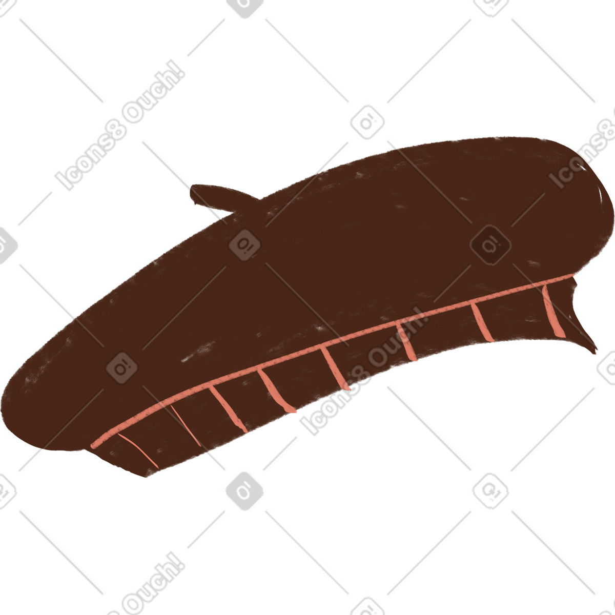 Brown beret illustration in Lumiere style download in PNG, SVG