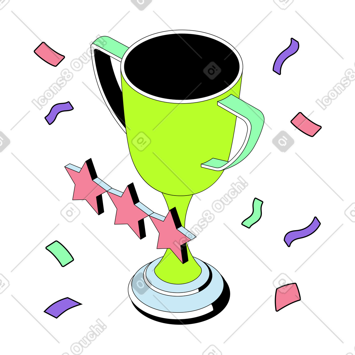 Success with trophy cup and stars illustration ambition clipart graphics