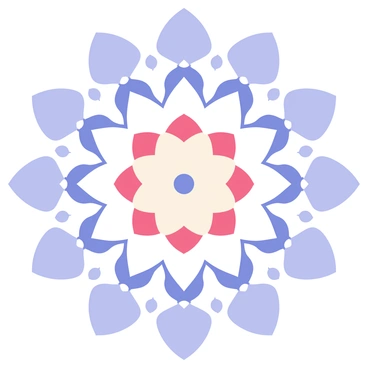 A mandala featuring intricate geometric patterns arranged in a circular design. The mandala is composed of soft colors such as light blue, pale pink, and gentle lavender. Each layer of the mandala includes delicate motifs like petals, waves, and spirals that radiate outward. The overall appearance is harmonious and balanced, with smooth lines and gentle curves that create a soothing visual effect.