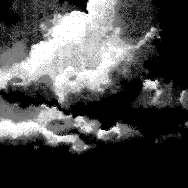 A sky is filled with dark clouds that appear to be swirling and gathering, creating a sense of unrest. The clouds have a dense texture, resembling thick layers that loom overhead. Within the clouds, there are distinct shapes that give an impression of ominous figures. The light is dimmed, casting eerie shadows across the scene, enhancing the overall feeling of foreboding. The atmosphere is heavy, with a sense of impending change or storm.