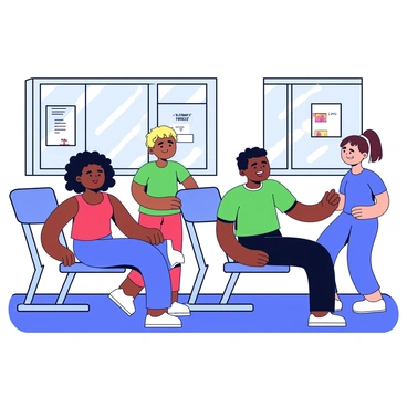 A diverse group of gym members from various cultures is using lat pulldown machines in a fitness center. One member has curly black hair and is wearing a red tank top, focusing intently on their workout. Another member, with straight brown hair tied back, is dressed in a green t-shirt and is adjusting the machine. To their left, a member with short blonde hair and a blue workout outfit is performing a pulldown while smiling, showing camaraderie. The gym has large windows allowing natural light to fill the space, and motivational posters are visible on the walls.