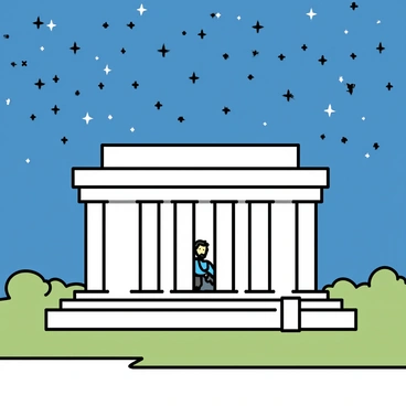 The grand Lincoln Memorial at night illuminated under a starry sky