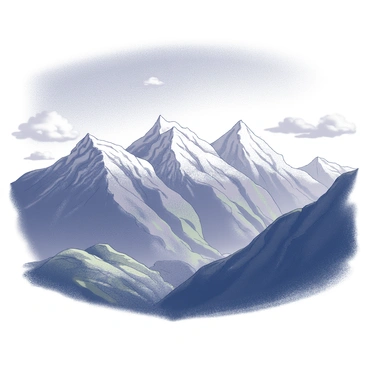 A wide panoramic view of the Andes Mountains. The towering peaks dominate the scene, displaying their majestic, snow-capped summits. The lower elevations are covered with rugged terrain and patches of green vegetation. The sky is transitioning from night to day, with streaks of light illuminating the mountain tops, creating a contrast between the dark shadows and the bright highlights on the snow. There are scattered clouds reflecting the early morning light, adding depth to the atmosphere.