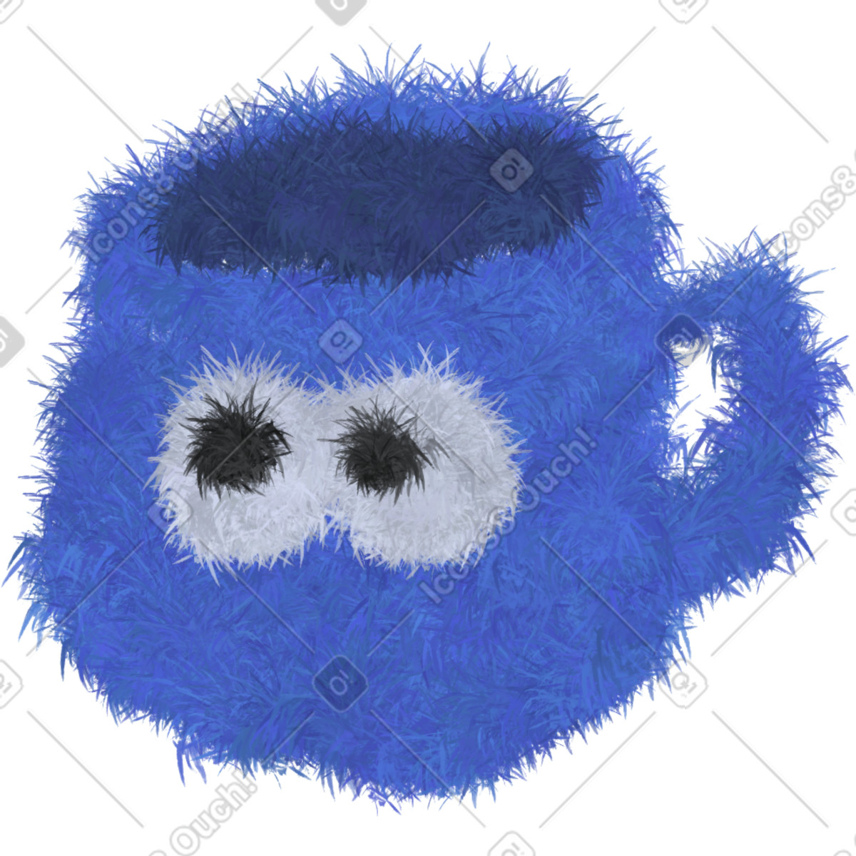 Ilustración Taza esponjosa azul con ojos en estilo Experimental a descargar en PNG y SVG