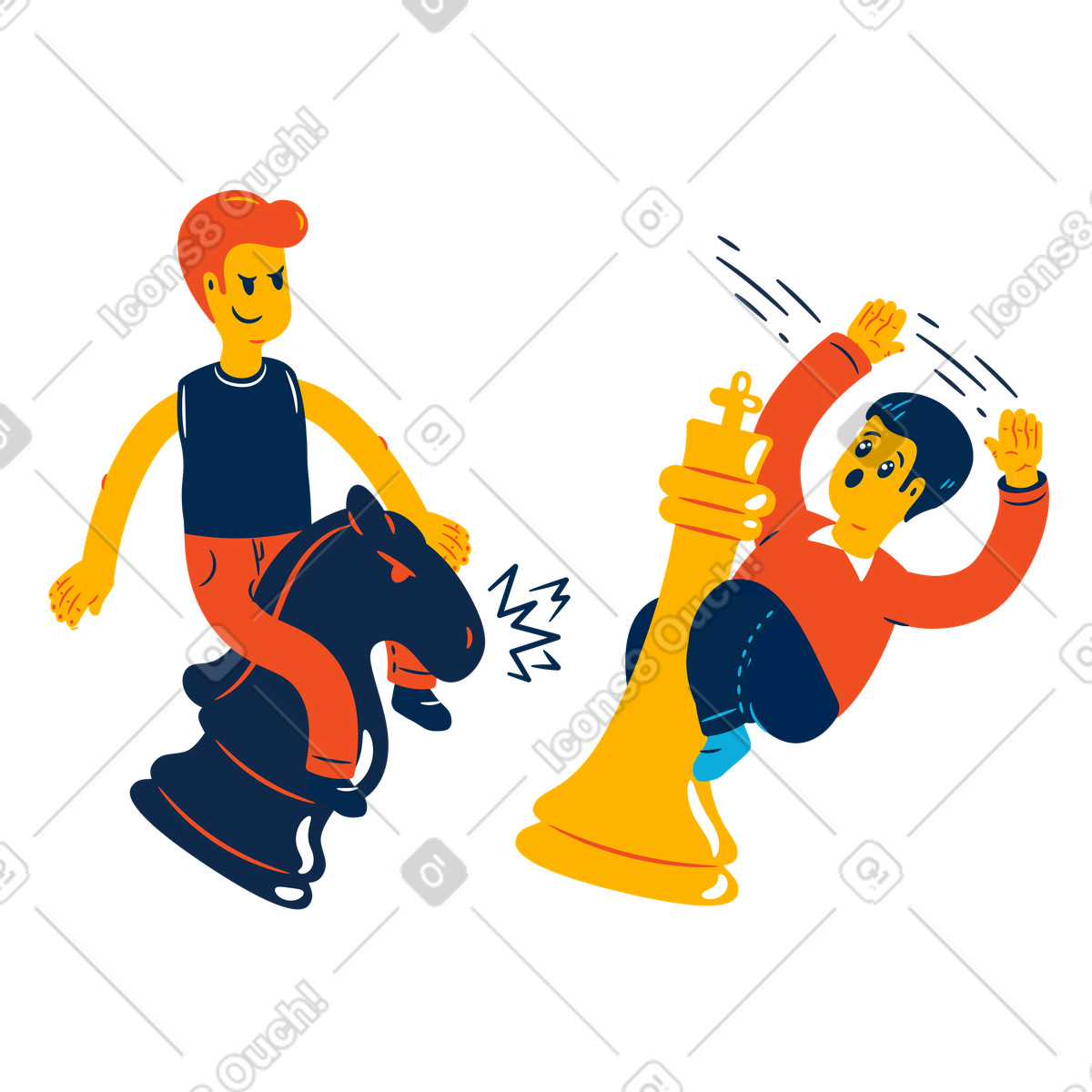 Man winning a game of chess illustration in Flame style download in PNG, SVG