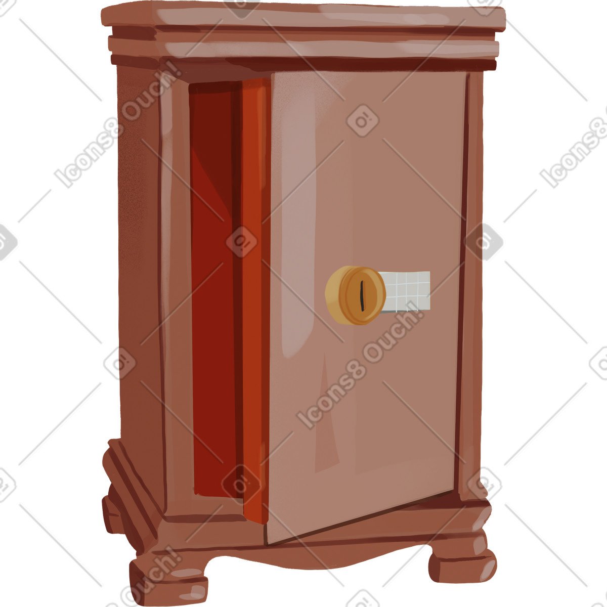 Ilustração de Antique wooden safe em no estilo Ikigai para baixar em PNG, SVG