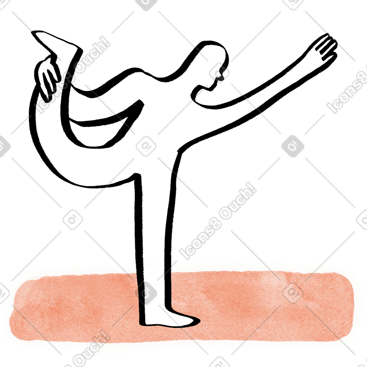 Inner peace and focus practice with yoga balance-Illustration im Hand-drawn animation-Stil als Download in PNG, SVG