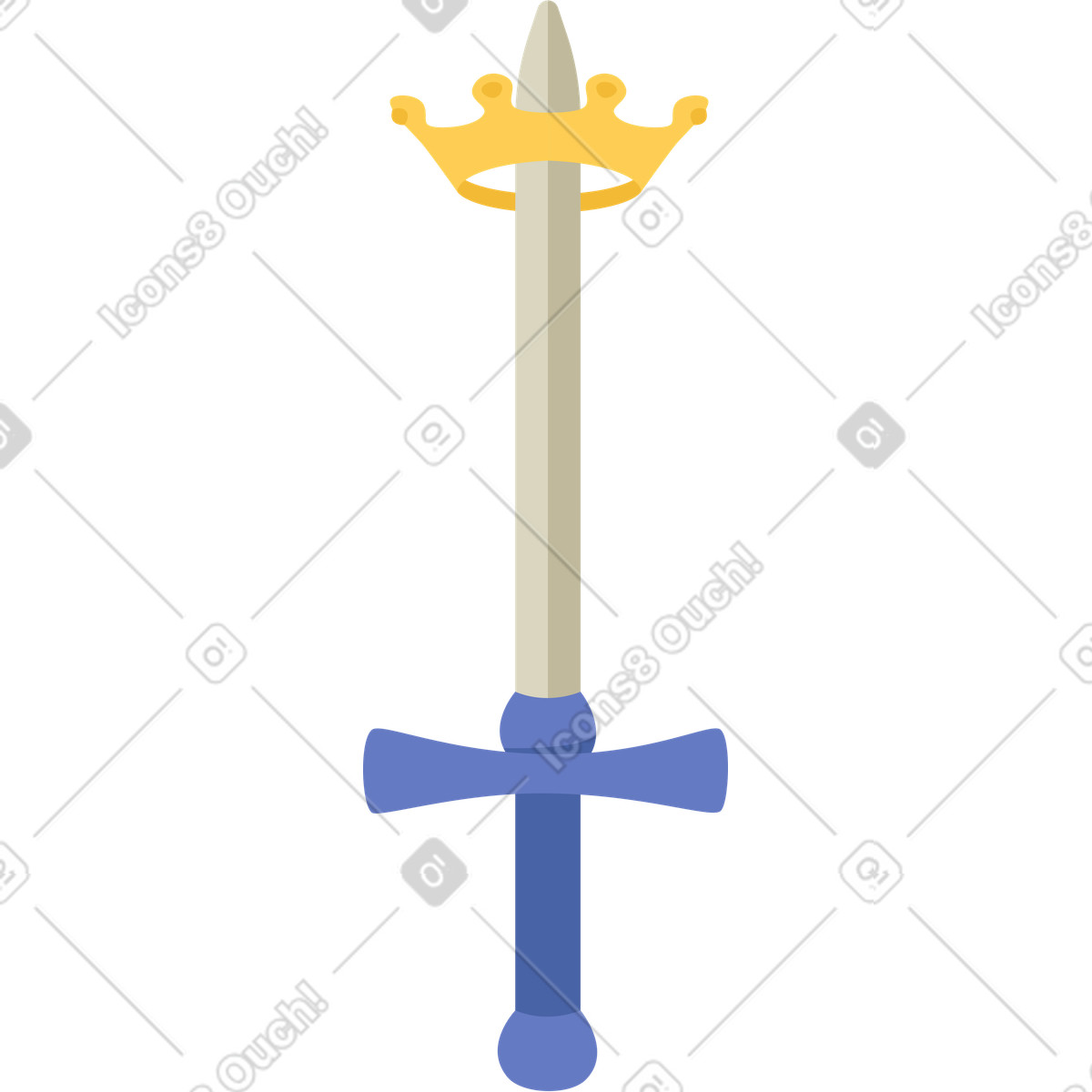Sword and crown illustration in Social style download in PNG, SVG