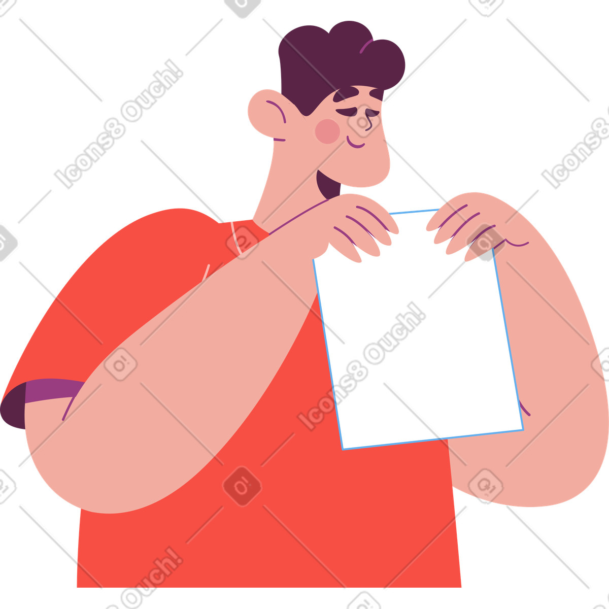 Ilustração de Homem com papel em no estilo Sammy para baixar em PNG, SVG