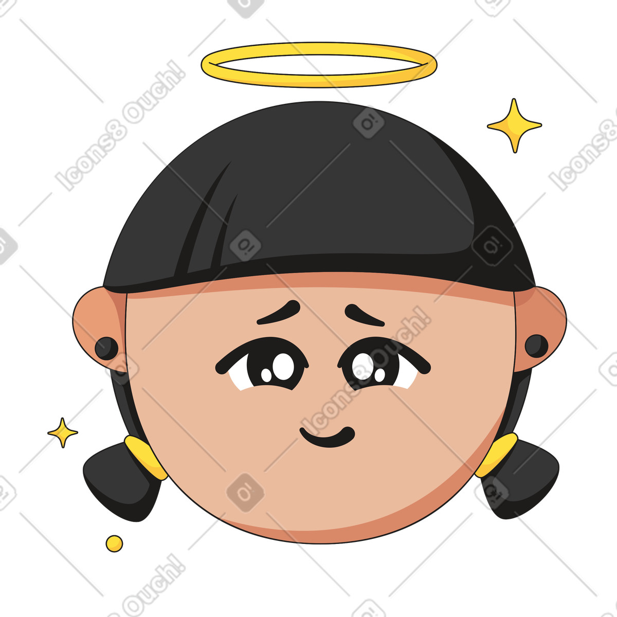 Moji スタイルの ハローと笑顔 のイラストをPNG、SVG形式でダウンロード