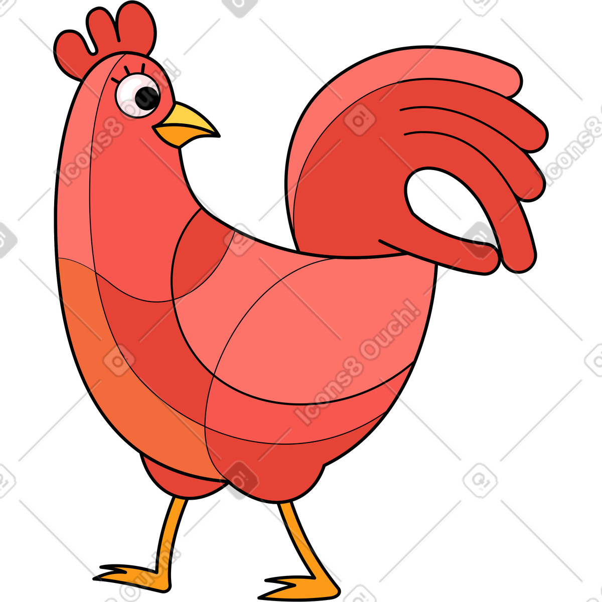 Hahn-Illustration im Surr-Stil als Download in PNG, SVG