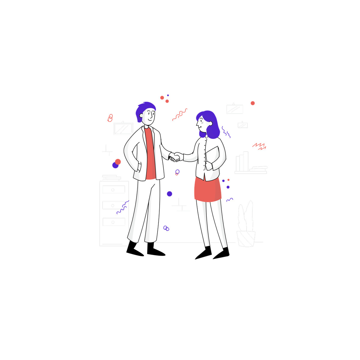 Pixeltrue 스타일의 Business partners greeting each other with handshake, Successful deal and teamwork 일러스트레이션 PNG, SVG 다운로드