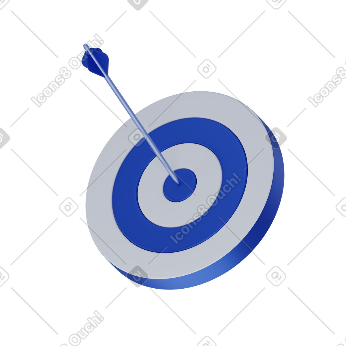 Ilustración Arrow hitting bullseye on dartboard en estilo 3D Techny a descargar en PNG y SVG