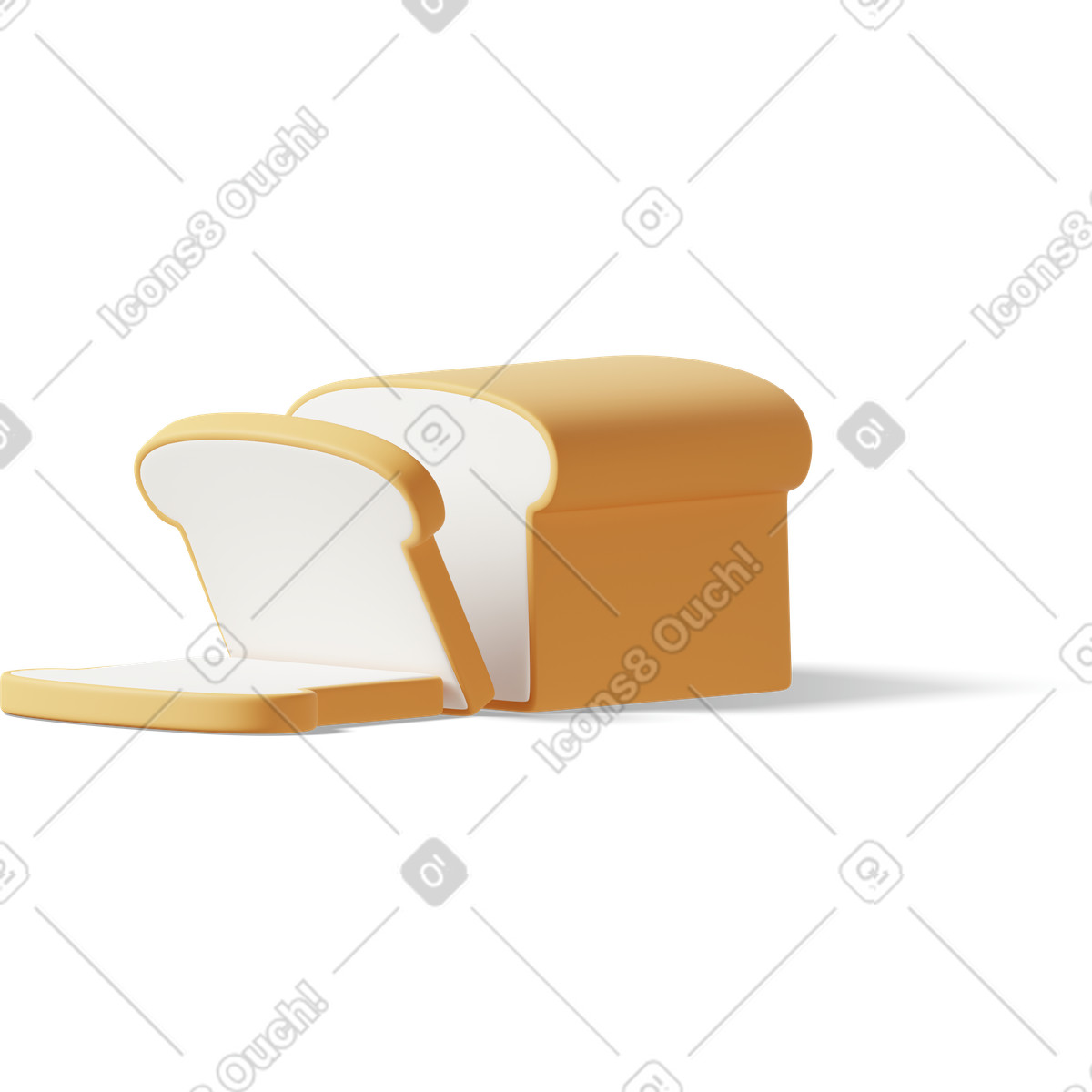 Ilustração de Sliced toast bread em no estilo 3D Casual life para baixar em PNG, SVG