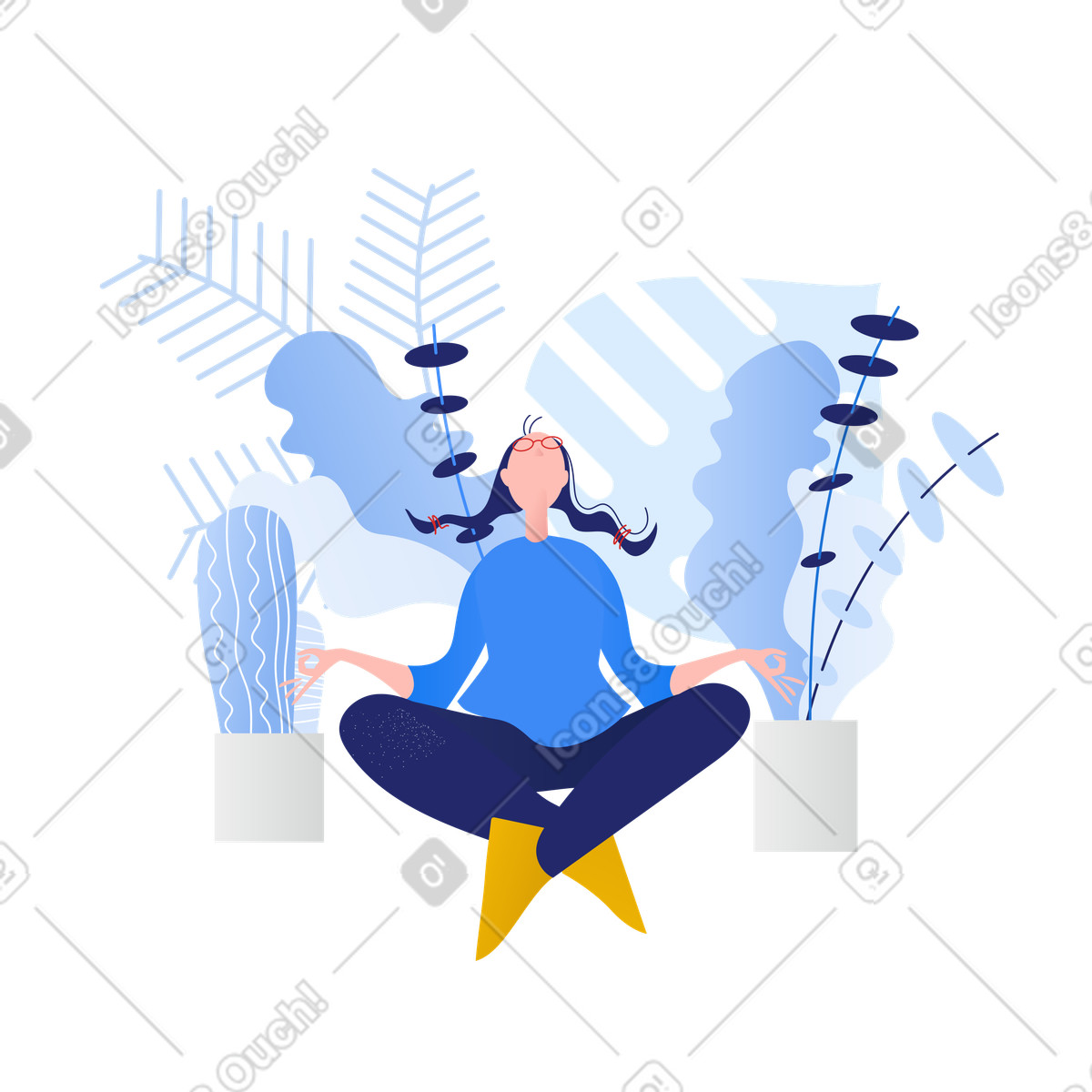 Junge frau praktiziert meditation zu hause-Illustration im Clip-Stil als Download in PNG, SVG