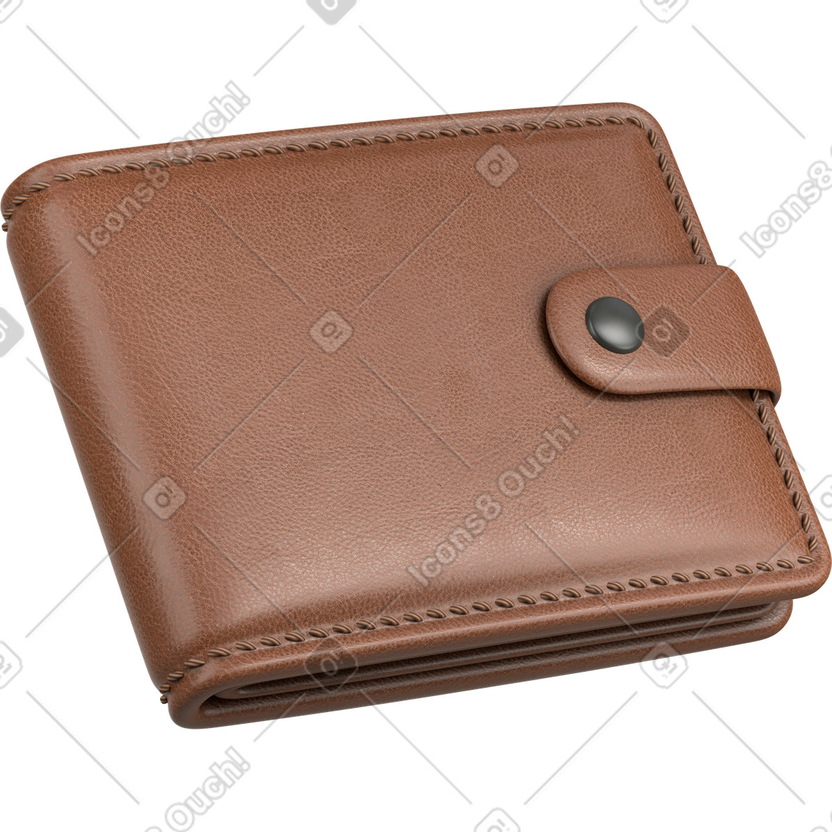 Brown wallet turned right illustration in 3D Business style download in PNG, SVG