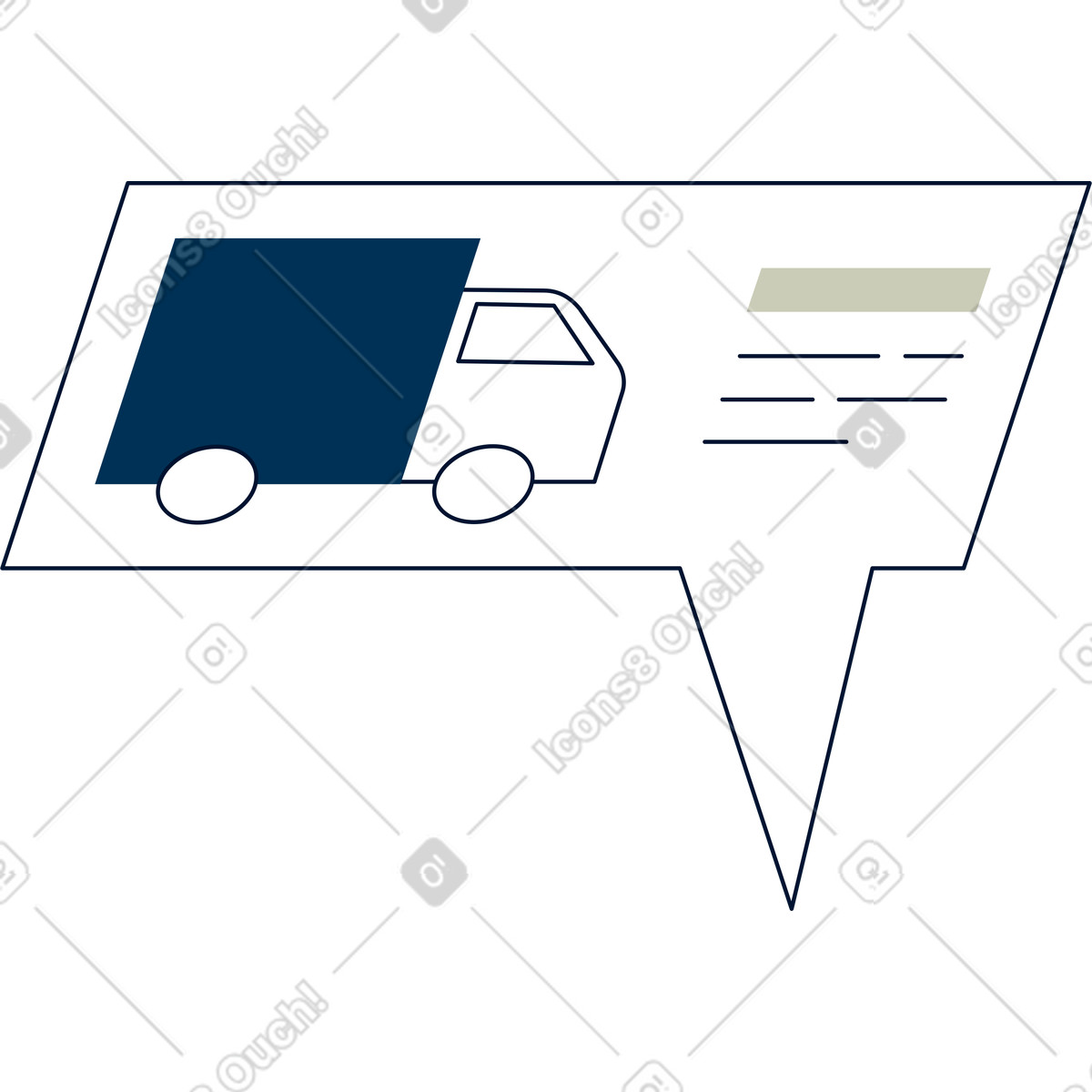 Sprechblase mit einem lkw-symbol-Illustration im Cubes-Stil als Download in PNG, SVG