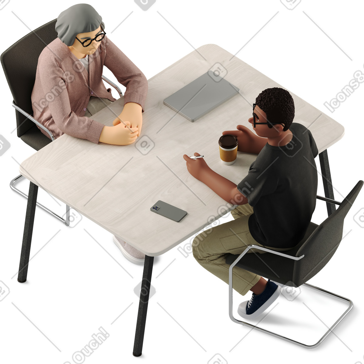 Ilustração de Two people sitting and working em no estilo 3D Business para baixar em PNG, SVG