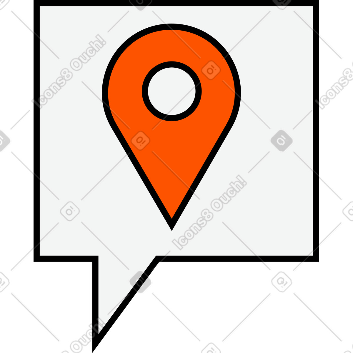 Sprechblasen-geotag-Illustration im Kindy-Stil als Download in PNG, SVG