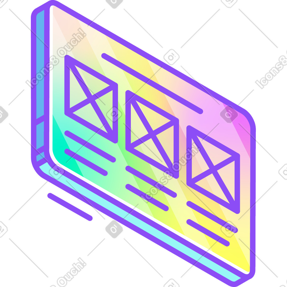 Web-design-platte-Illustration im Holographic-Stil als Download in PNG, SVG