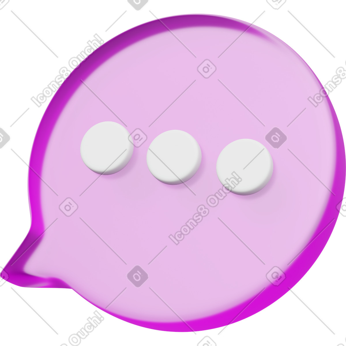 Round pink chat bubble with ellipsis dots illustration in 3D Playful style download in PNG, SVG