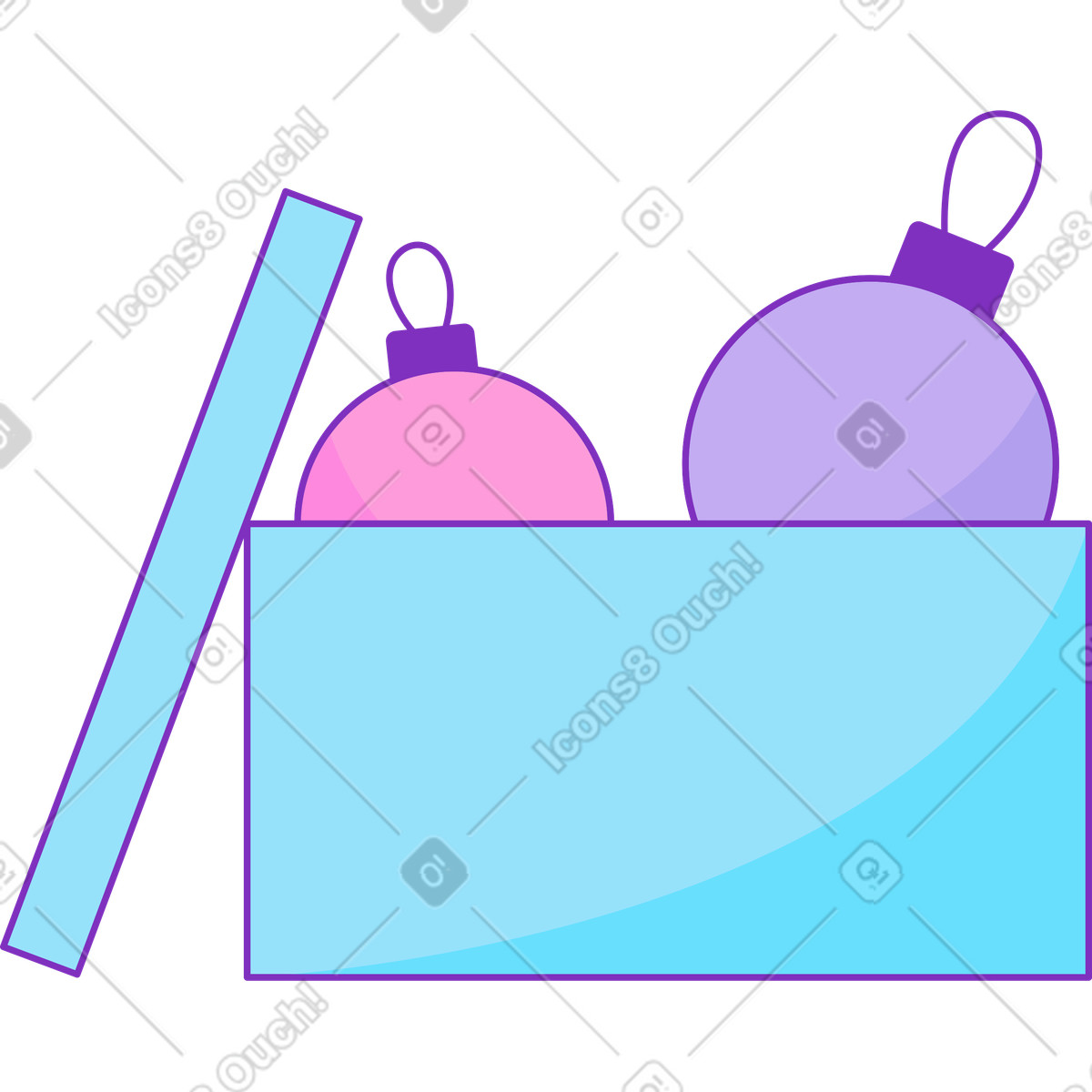 Ilustración Box of christmas toys en estilo Elastic a descargar en PNG y SVG