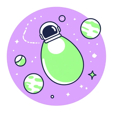 An egg is floating in space surrounded by stars and planets. The egg has a shiny surface and is adorned with a tiny astronaut helmet that fits snugly on top. In the background, various planets of different sizes are visible, along with twinkling stars scattered across the vastness of space. The scene captures the surreal contrast between the delicate egg and the expansive cosmos.