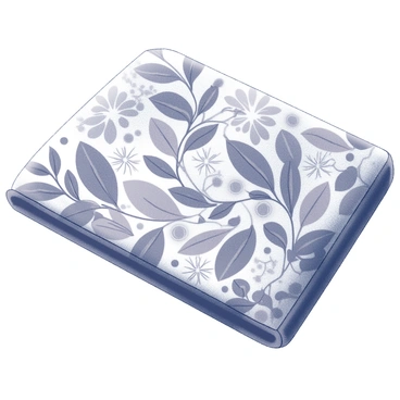 A piece of fabric printed with an intricate botanical pattern of leaves and flowers.