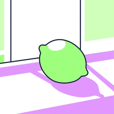 A single lemon is resting on a sunlit windowsill. The lemon is bright and round, with a smooth texture, sitting on a surface that shows clear shadows cast by the fruit. The sunlight filters through the window, illuminating the lemon and creating a contrast between light and shadow on the surface below. The window frame is visible in the background, enhancing the serene atmosphere of the scene.