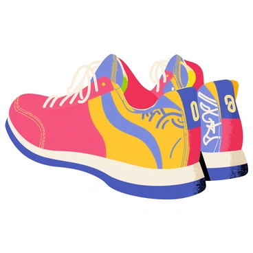 A close-up of customized soccer shoes with unique designs and colors.