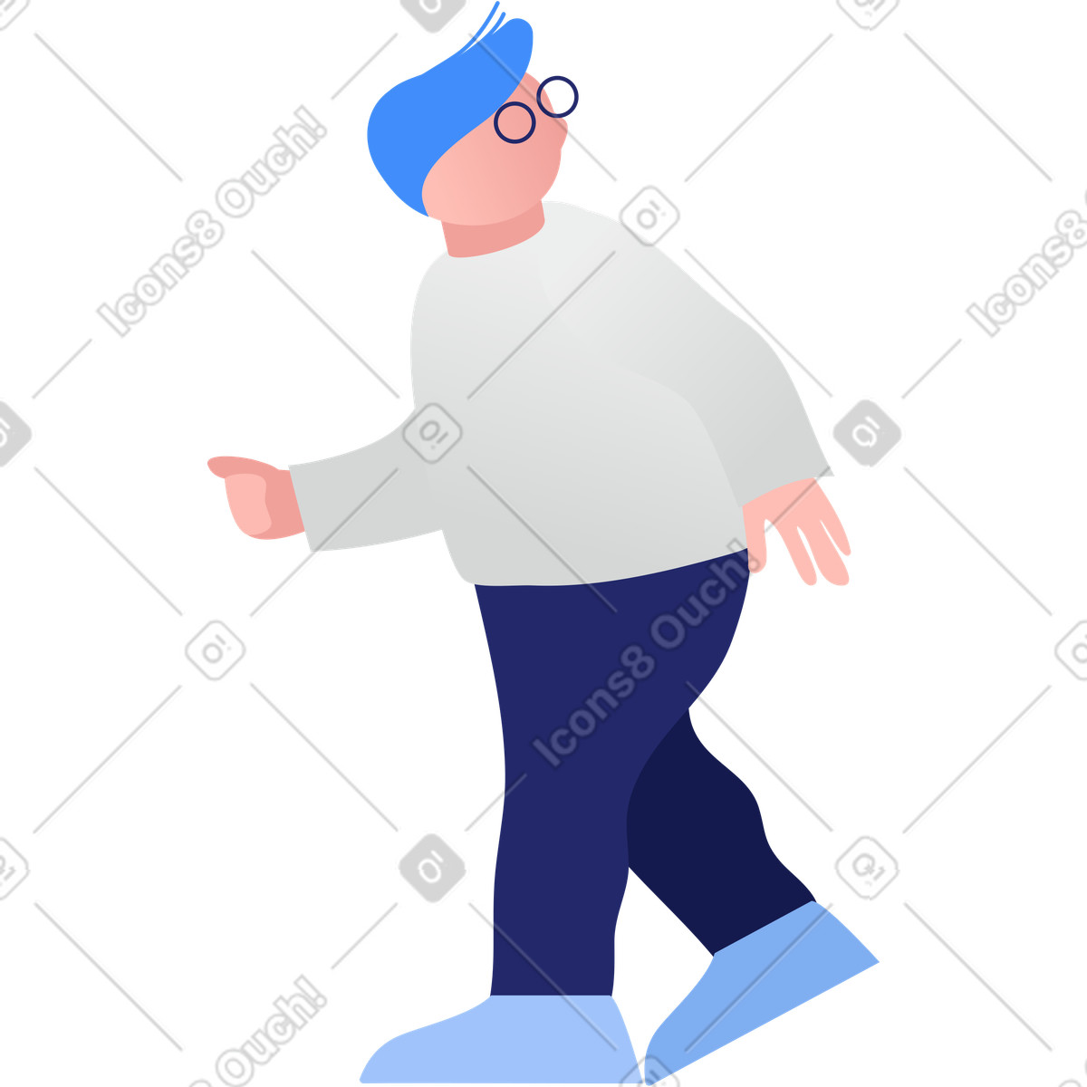 Dicker junge zu fuß-Illustration im Clip-Stil als Download in PNG, SVG