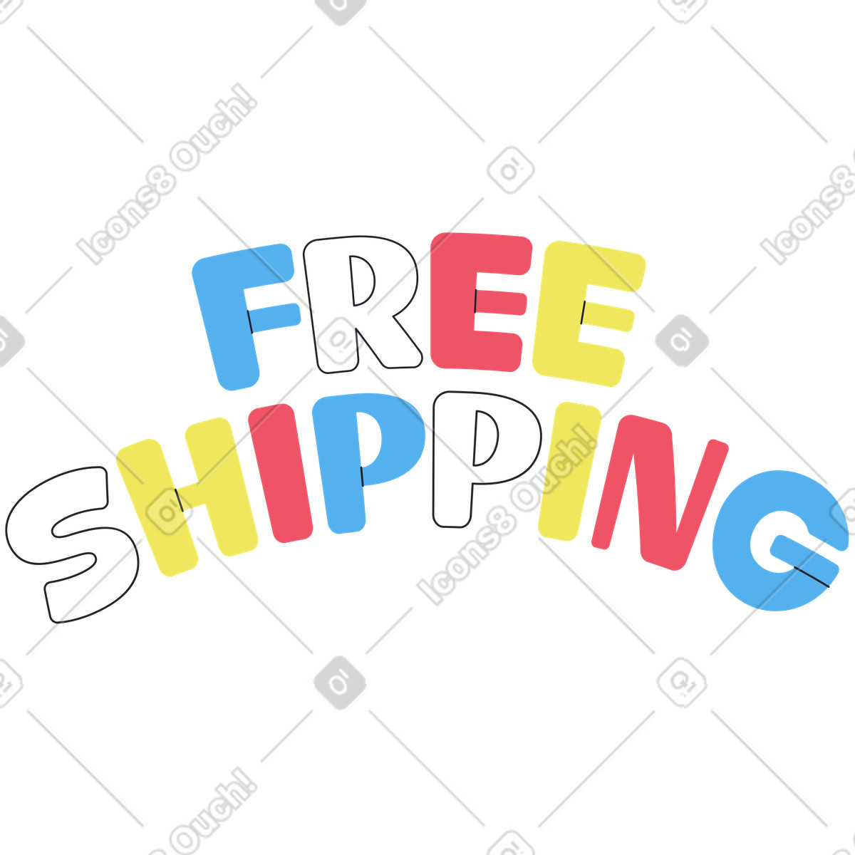 Ilustración Texto de envío gratis letras en estilo Boba a descargar en PNG y SVG