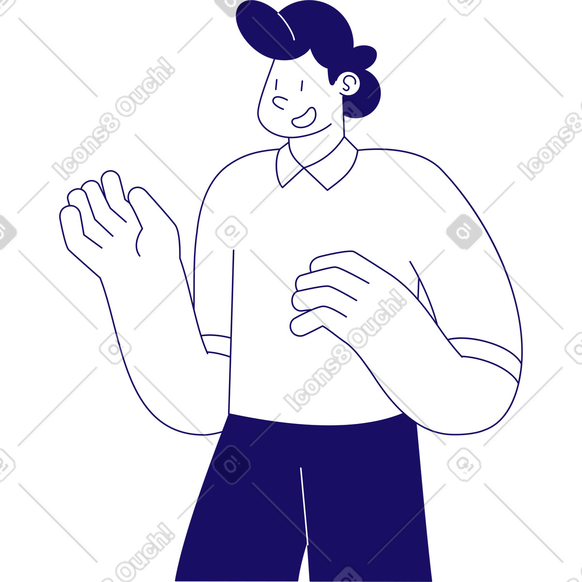 Uomo che parla illustrazione in stile Bendy scarica in PNG, SVG