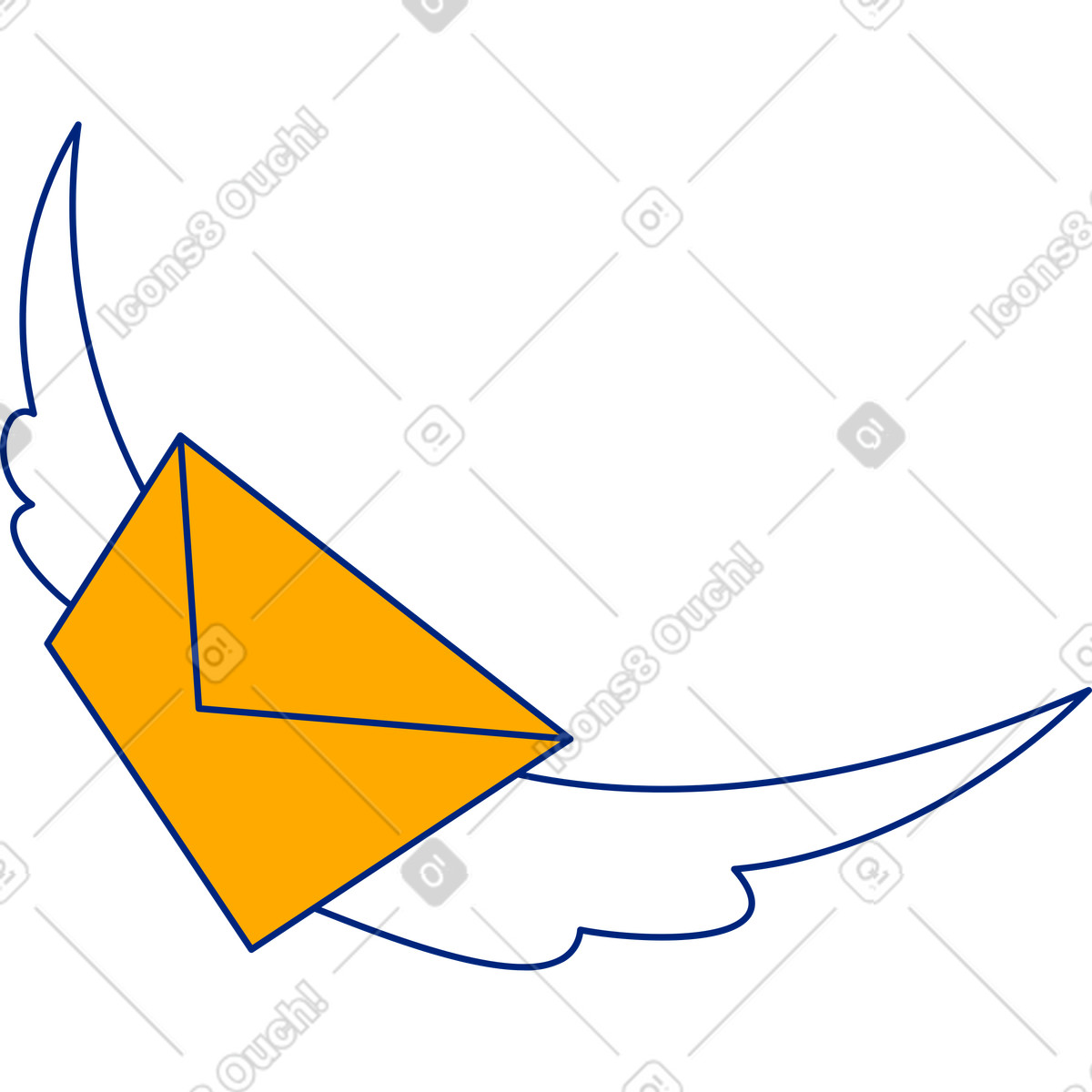 Brief mit flügeln-Illustration im Neo-Sakura-Stil als Download in PNG, SVG