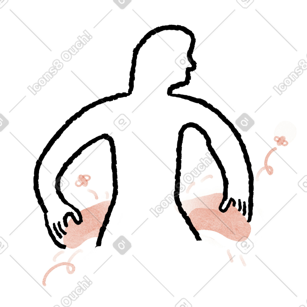 Anthropic Claude Hand Drawn スタイルの Poverty silhouette holding empty inside out pockets symbolizing financial struggle のイラストをPNG、SVG形式でダウンロード