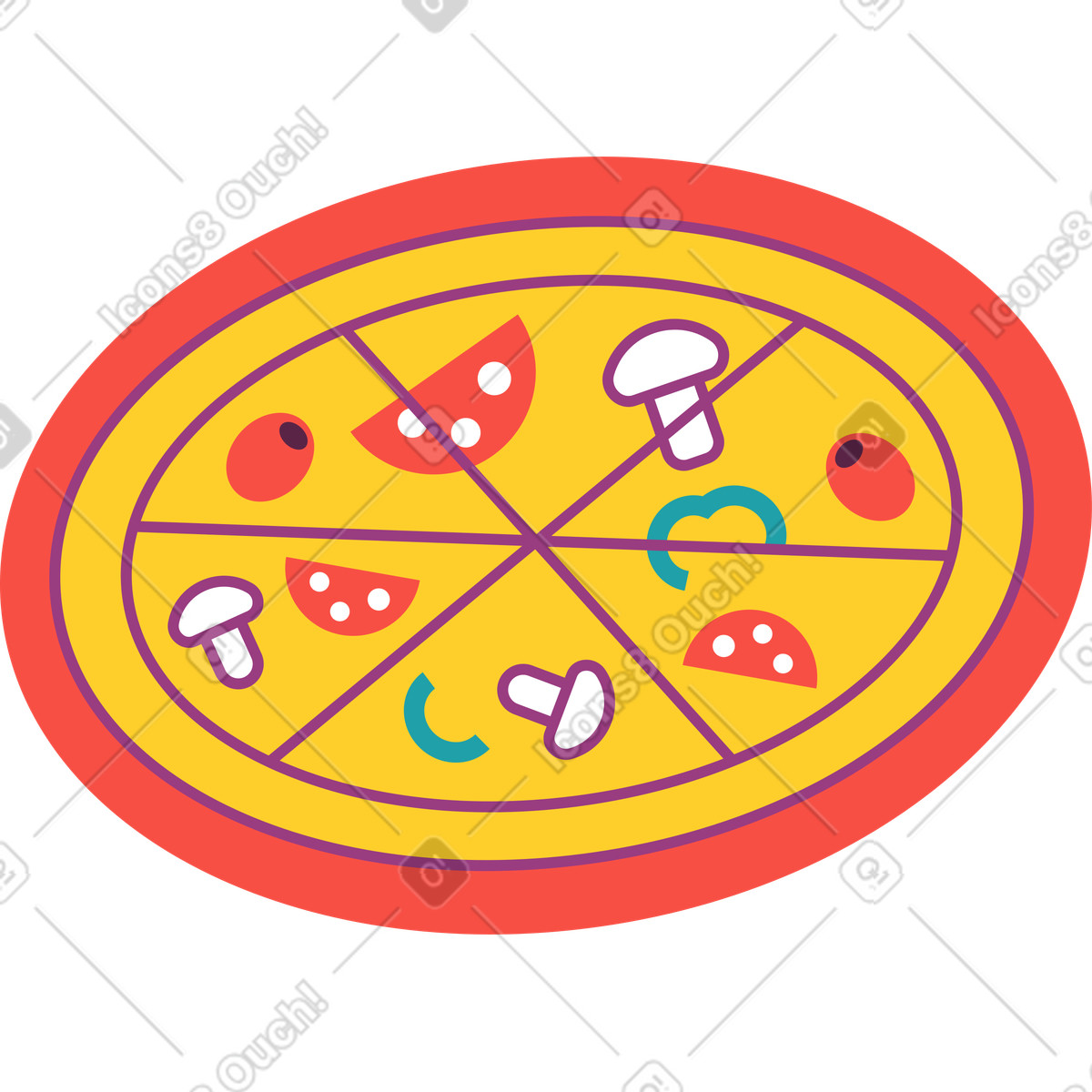 Pizza ai funghi illustrazione in stile Sammy scarica in PNG, SVG