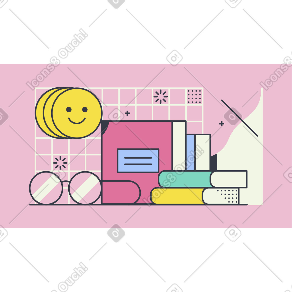 Library animated illustration in GIF, Lottie (JSON), AE