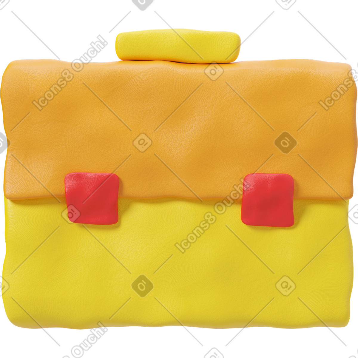 3D Plastilina スタイルの 黄色とオレンジ色のブリーフケース のイラストをPNG、SVG形式でダウンロード