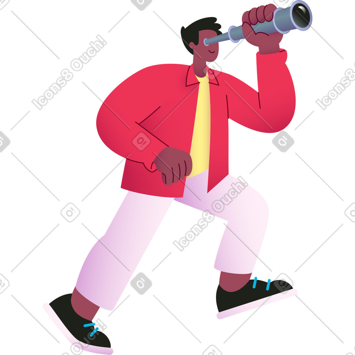 下载 Colors 风格的 带着望远镜的男人 插画，支持 PNG、SVG 格式