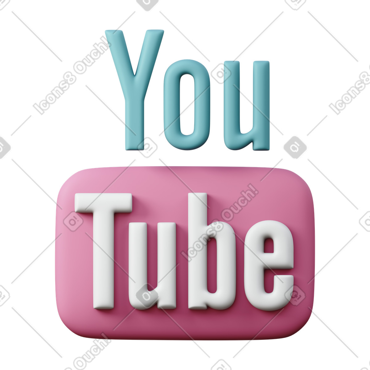 Youtube old-Illustration im 3D Sugary-Stil als Download in PNG, SVG