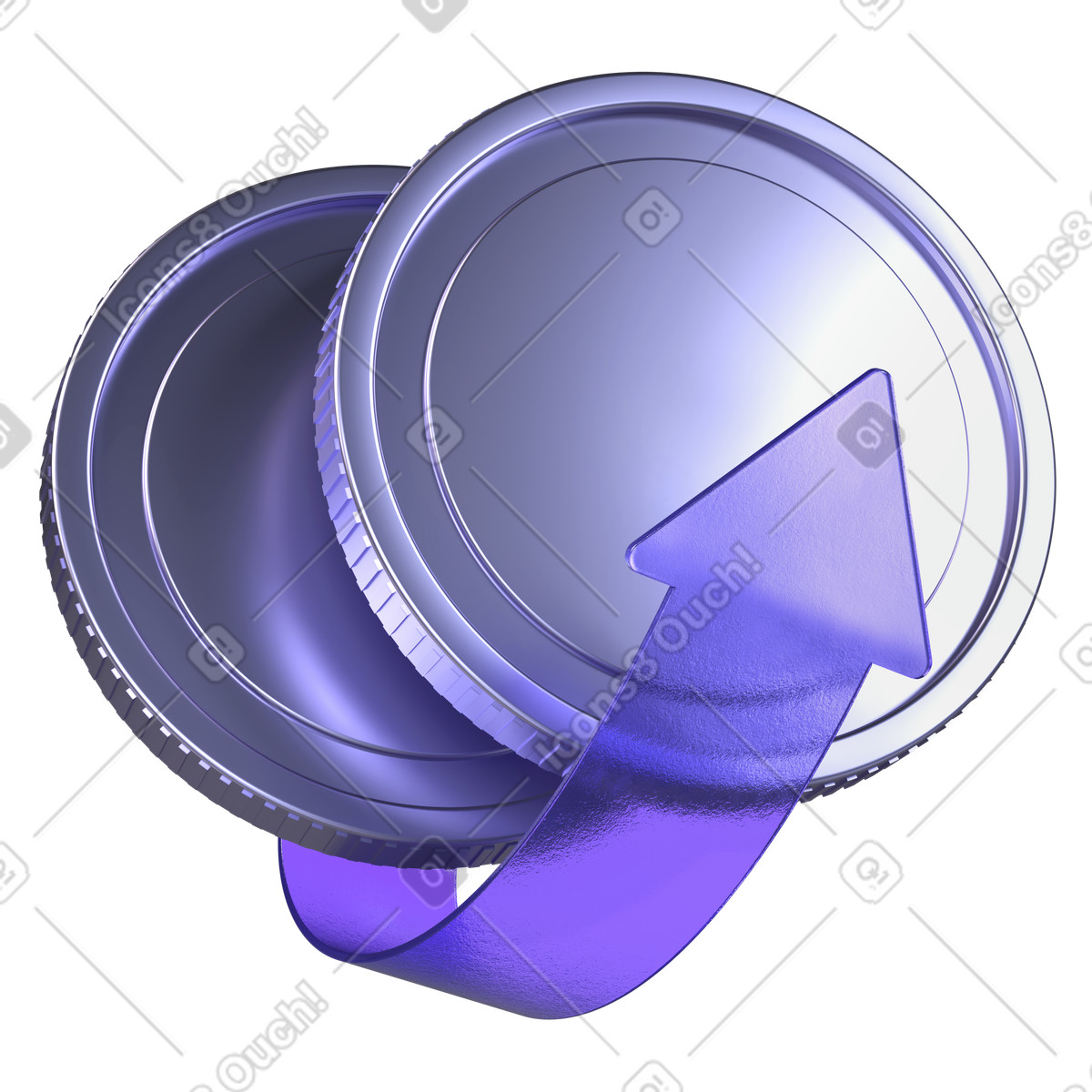 Coins with upward arrow, Financial growth and investment success illustration in PNG, SVG