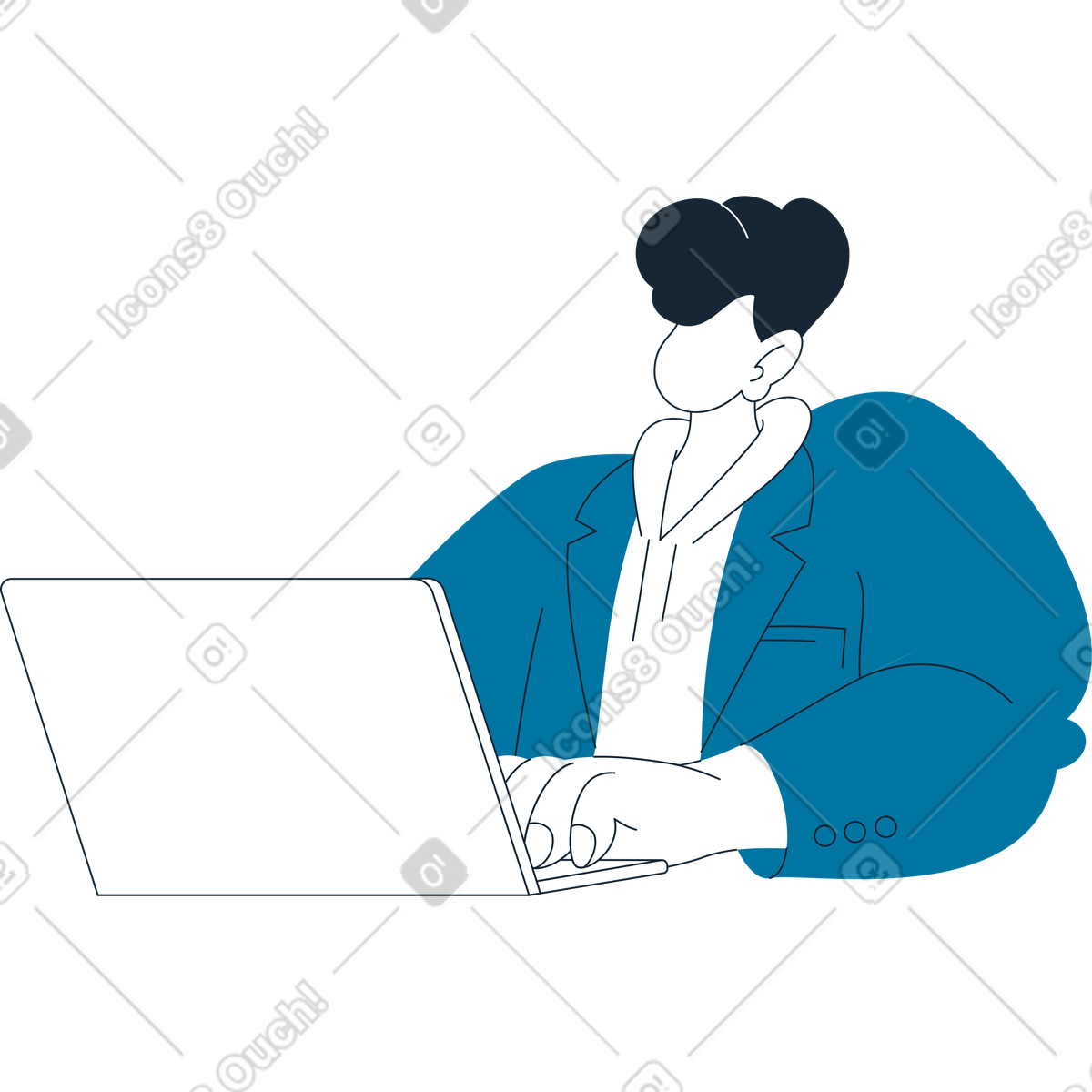 Ilustración Hombre con chaqueta y capucha laptop en estilo Indigo a descargar en PNG SVG