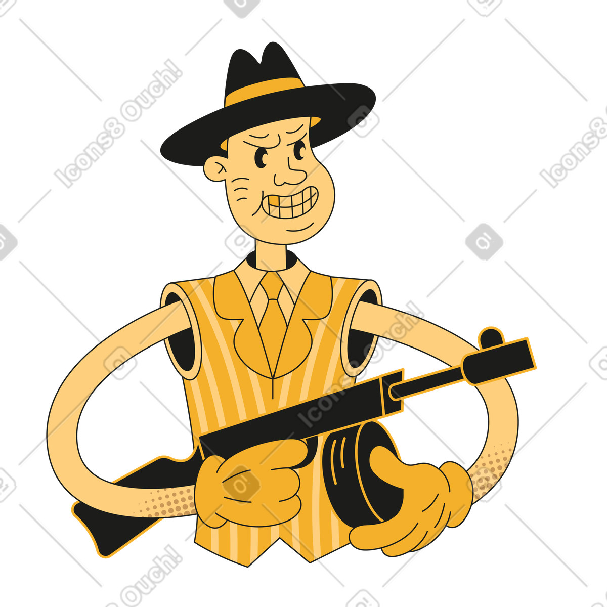 Ilustração animada de Arma homem em no estilo Rubber para baixar em GIF, Lottie (JSON), AE