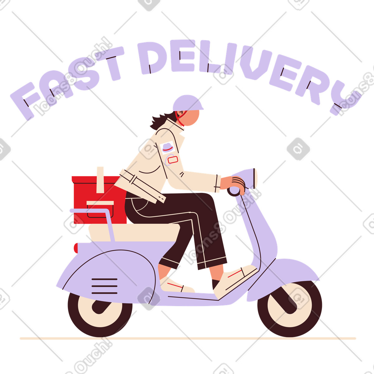 Schriftzug „kostenlose lieferung“ mit einem mädchen, das einen bestelltext überbringt-Illustration im Folks-Stil als Download in PNG, SVG
