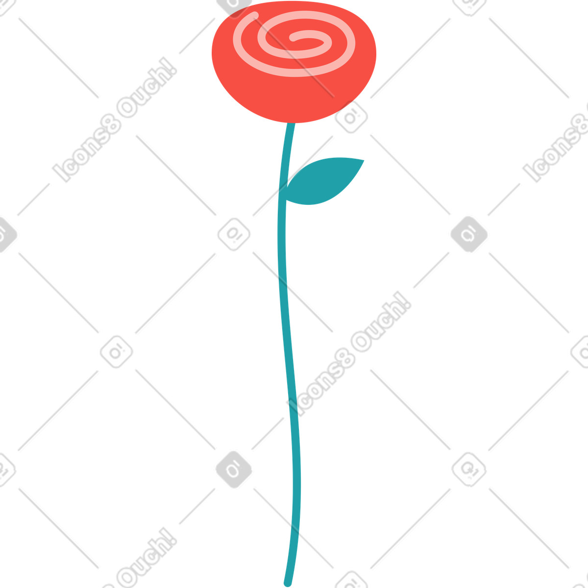 Иллюстрация Flower with spiral petals and single leaf on long stem в стиле Sammy — скачать в форматах PNG, SVG