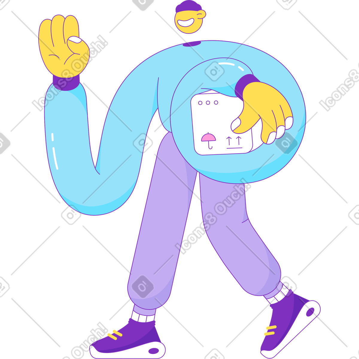 Ilustração de Cara com um pacote em no estilo Elastic para baixar em PNG, SVG