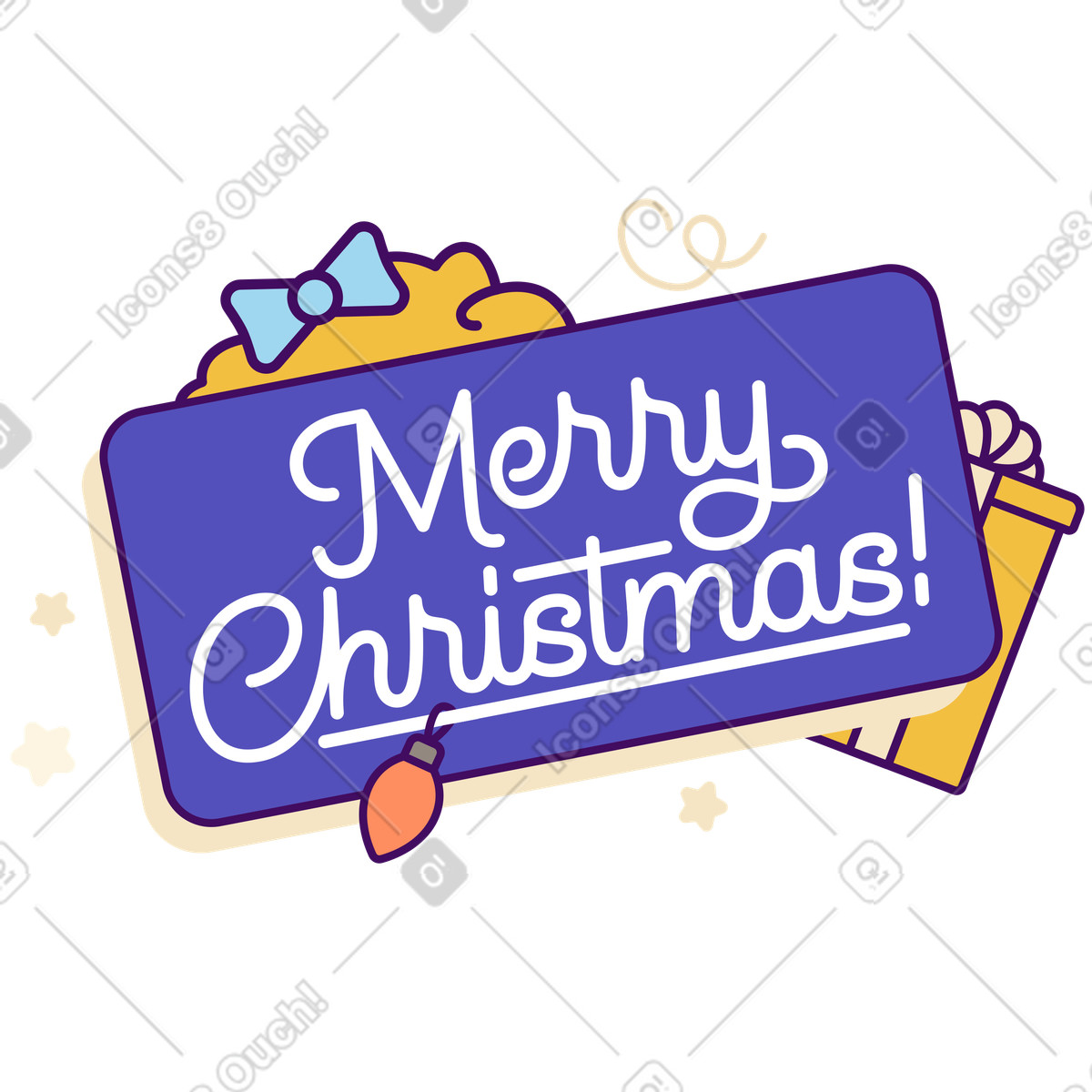 Иллюстрация Purple Merry Christmas banner with gift, Social media holiday post в стиле Simplistic — скачать в форматах PNG, SVG