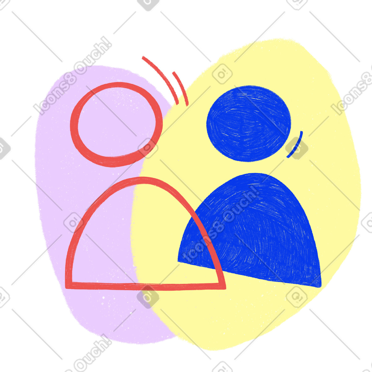 Hand drawn users, Collaboration or teamwork concept-Illustration im Biro-Stil als Download in PNG, SVG
